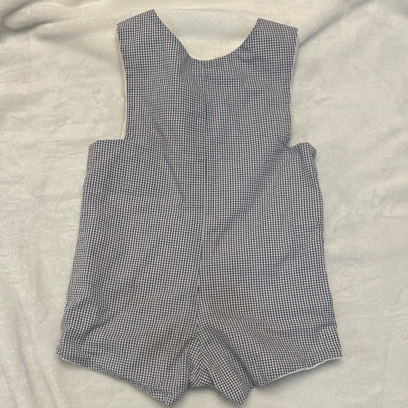 EUC Mary & Grace navy check apple ribbon JonJon with apple buttons size 2t - Picture 3 of 4